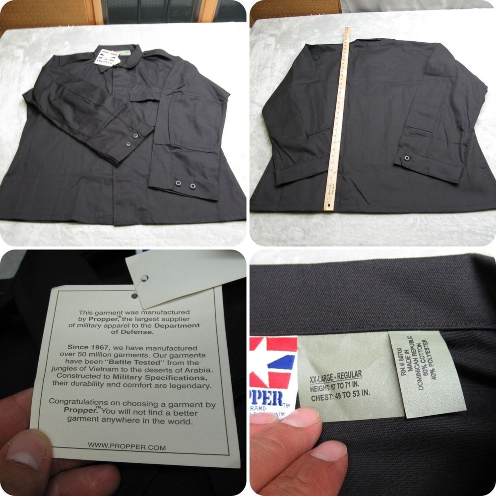 Propper Jacket Men XXL Black Water Resistant Military BDU Work Uniform NEW